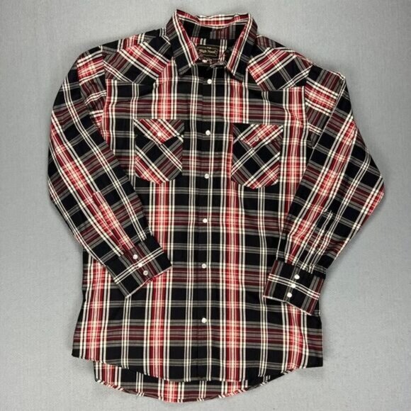 High Noon Shirt Mens L Plaid LS Western Pearl Snap Cowboy Rodeo Cowboycore - Picture 1 of 7